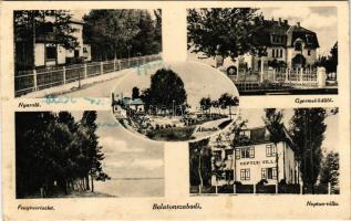 1941 Balatonszabadi, nyaraló, gyermeküdülő, fenyves, Neptun villa, vasútállomás (ázott / wet damage)