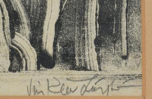 Vinkler László (1912-1980): Lányok, monotípia, papír, jelzett, üvegezett fakeretben. 43,5x28 cm