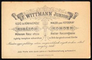cca 1880 Kislány portréja, vizitkártya ifj. Wittmann Nándor (Ferdinand Wittmann Junior) festő és fén...