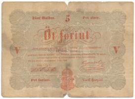 1848. 5Ft vörösesbarna nyomat "OUr. 15682" "Kossuth bankó" T:VG,G
Adamo G109