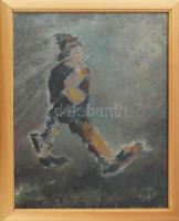 Kovács Béla (1892-1960): Rikkancs, 1946. Olaj, vászon, jelzett, üvegezett fakeretben. 50x40 cm