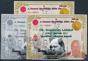 2019 A Nemzet Sportolója: Dr Hammerl László 3 db-os emlékív pár 00016 sorszámmal + emlékív 00000 sor...