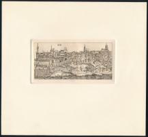 Jelzés nélkül: Buda (Schedel krónika ábrázolás után). Rézkarc, papír, 6x12 cm