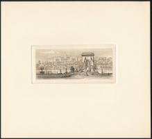 Jelzés nélkül: Lánchíd, Dunapart, Budapest. Rézkarc, papír. 5,5x12 cm