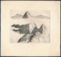 Jelzés nélkül: Hegyvidék. Rézkarc, papír. Lapszéli szakadással. 11,5x14,5 cm