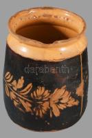 Fazék. Mázas cserép. Dunántúl, XIX. sz. kis sérüléssel. 20 cm