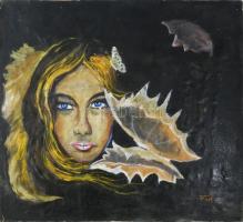 PTK jelzéssel: Női arc. Olaj, vászon, faroston. 55x60,5 cm