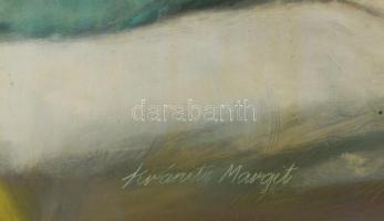 Kránitz Margit (1928-2000): Fekvő női akt, 1980-as évek. Olaj, farost. Jelezve jobbra lent. Hátoldal...