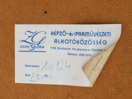 Kránitz Margit (1928-2000): Fekvő női akt, 1980-as évek. Olaj, farost. Jelezve jobbra lent. Hátoldal...
