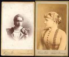 cca 1880-1899 Fiatal hölgyek portréi, 2 db vizitkártya Kozics Ede pozsonyi műterméből, 10,5x6,5 cm