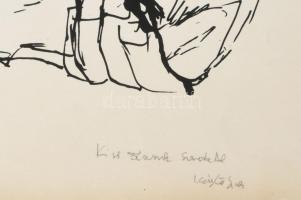 Plugor Sándor (1940-1999): Kalapos portré. Ofszetnyomat, papír, jelzett a nyomaton. László Gyula (19...