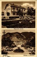 1937 Dömös, Bergmann penzió és szálloda, kilátás a penzióból, gőzhajó (EB)