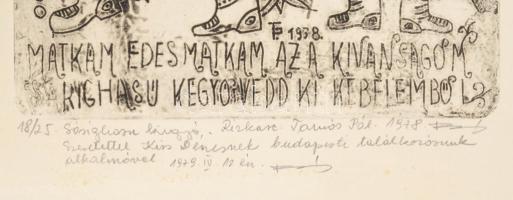 Tamás Pál (1940-): Sárighasú kígyó, 1978. Rézkarc, papír. Jelzett, számozott: 18/25. Tamás Pál autog...