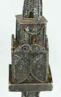 Ezüst (Ag) besamin tartó torony, ca 1900 jelzett, m: 22 cm, 171 g /// Silver (Ag) Besamin holder tow...