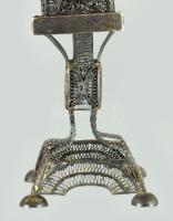 Ezüst (Ag) besamin tartó torony, ca 1900 jelzett, m: 22 cm, 171 g /// Silver (Ag) Besamin holder tow...