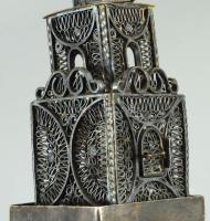 Ezüst (Ag) besamin tartó torony, ca 1900 jelzett, m: 22 cm, 171 g /// Silver (Ag) Besamin holder tow...