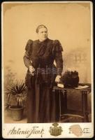 cca 1900 Elegáns hölgy portréja, kabinetfotó Fink Antal (József főherceg udvari fényképésze) fiumei ...