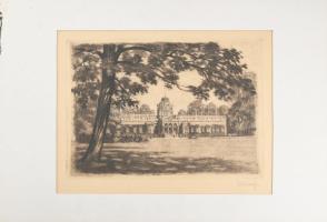 Helbing Ferenc (1870-1958): Margitsziget, Budapest. Rézkarc, papír. Jelzett. Paszpartuban. 21x29 cm