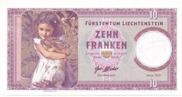 Liechtenstein 2019. 10Fr "A01 01277" mintabankjegy, fantáziabankjegy "Gabrisnote&quot...