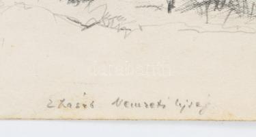 Pádua Kálmán (1885-1958): Aquincum Múzeum, Budapest. Ceruza, papír. Jelzett. Nemzeti Újságba készült...