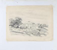 Pádua Kálmán (1885-1958): Aquincum Múzeum, Budapest. Ceruza, papír. Jelzett. Nemzeti Újságba készült...