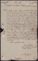 1835 Katonai bíróság (k. k. Judicium Delegatum Militare) részére Budára küldött 2 db levél, az egyik...