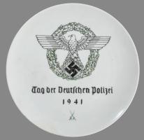 1941 Tag der deutschen Polizei. (A német rendőrség lapja) restaurált. porcelán tányér. Meisseni d: 2...