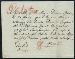 1790 Portós levél kézírásos "Palota" helységnévvel