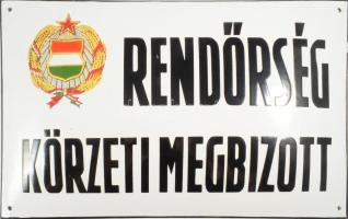"Rendőrség körzeti megbízott" zománcozott tábla,Kádár címerrel hibátlan, 25x40 cm