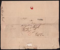 1821 Bártfa (Bartfeld, Bardejov), német nyelvű levél Eperjesre küldve, sérülésekkel