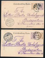 1900 2 db képeslap Krajcár - Heller vegyes bérmentesítéssel