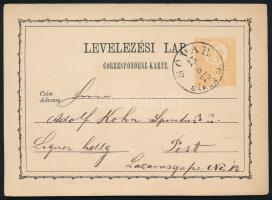 1873 2kr díjjegyes levelezőlap "SÓVÁR SÁROS M." - Pest