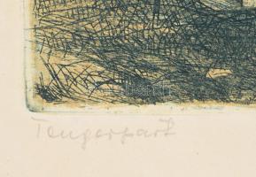 Lukovszky László (1922-1981): Tengerpart. Rézkarc, papír. Jelzett. 23x27 cm