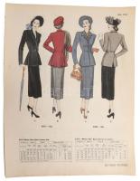 Butterick Patterns U.S.A. női és gyermek divatillusztrációk, 6 db kétoldalas nyomtatvány, változó ál...