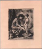 Iván Szilárd (1912-1988): Esti fürdetés. Rézkarc, papír, jelzett, 21×17 cm