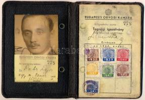 1937 Orvosi kamara arcképes igazolvány
