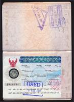 2010 Útlevél thaiföldi ragasztott vízummal