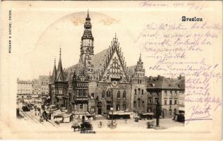 1902 Wroclaw, Breslau; Rathaus. Schaar &amp; Dathe / town hall + "PRAGERHOF - BUDAPEST 8&qu...