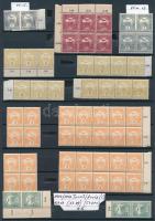 1904-1913 Turul és Árvíz I. összeállítás összefüggésekkel, összesen 124 db bélyeg (12 klf) A/4-es be...