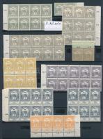 1904-1913 Turul és Árvíz I. összeállítás összefüggésekkel, összesen 124 db bélyeg (12 klf) A/4-es be...