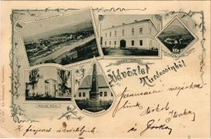 1904 Turdossin, Turdos, Tvrdosín; községháza, Millenium emlékoszlop, Donner szálló, Erdész lak. Feit...