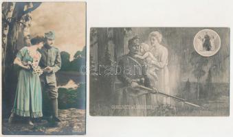 15 db RÉGI zsáner motívum képeslap: romantika, hölgyek, szerelmespárok / 15 pre-1945 motive postcard...