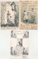 5 db RÉGI (1905 előtti) motívum képeslap: gyerekek, vallás / 5 pre-1905 motive postcards: children, ...