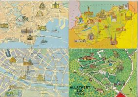 25 db MODERN térképes képeslap (23 db magyar és 2 db olasz) / 25 modern map postcards (23 Hungarian ...