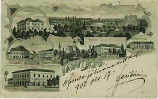 1902 Léva, Levice; Báti út, Főgimnázium, Takarékpénztár, Hitelintézet, kórház, Nyitrai és Társa köny...