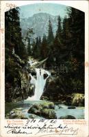 1901 Tátra, Magas-Tátra, Vysoké Tatry; Künstler-Wasserfall / Kis-Tarpatak, Művész vízesés. Feitzinge...