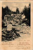1902 Tátra, Magas-Tátra, Vysoké Tatry; Nagy-Tarpataki felső vízesés, híd. Divald Károly 319. / Gross...