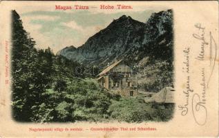 1901 Tátra, Magas-Tátra, Vysoké Tatry; Grosskohlbacher Thal und Schutzhaus / Nagy-Tarpataki völgy, Z...