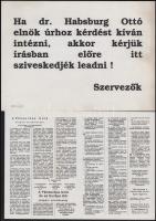 ca 1990 Habsburg Ottó autográf aláírás előadásának kártyáján, valamint az előadáshoz kapcsoló nyomta...