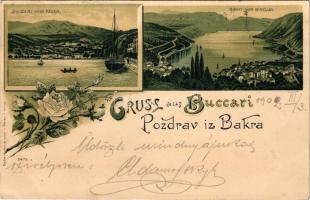 1902 Bakar, Szádrév, Bukar, Bukkari, Buccari; Buccari vom Meer, Bucht von Buccari / látkép, öböl / g...